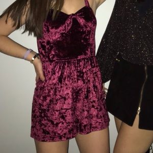 Red velvet romper from Hollister